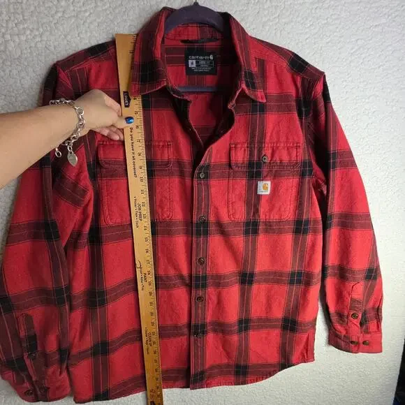 Carhartt Red and Black Plaid Casual Button Down Shirt - Picture 5 of 11